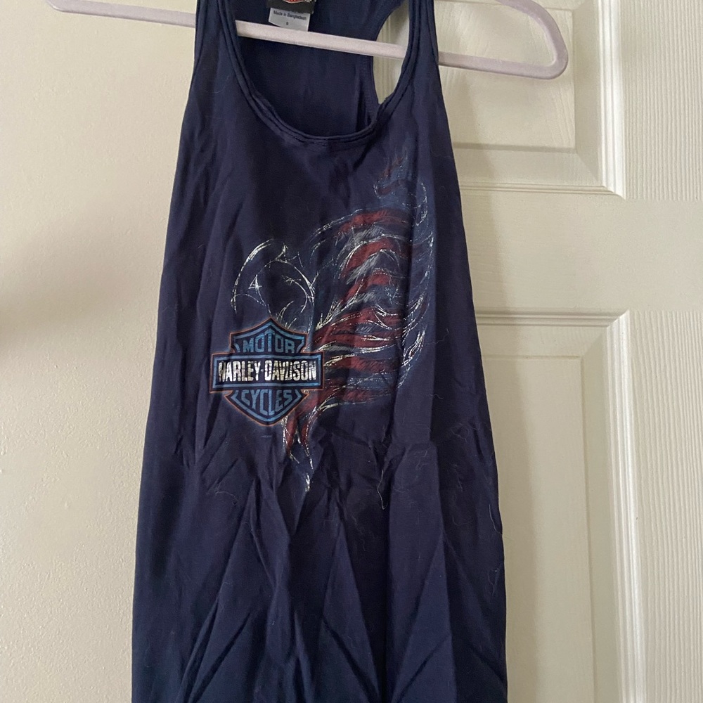 Womens Harley Davidson American flag tank top.